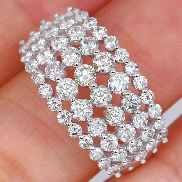 NEW 925 Silver Round Diamond Multi Layer Ring - Picture 1 of 6